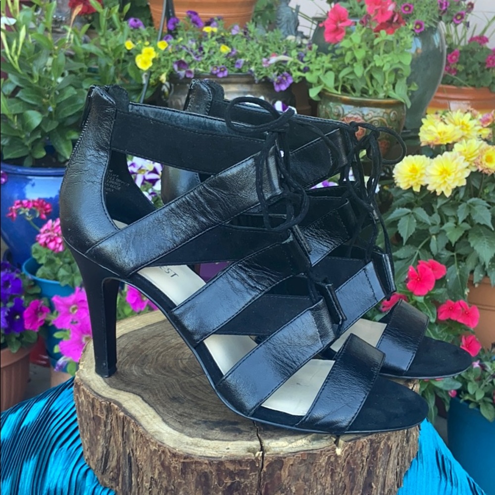 Nine West Black High Heel Strappy Sandals